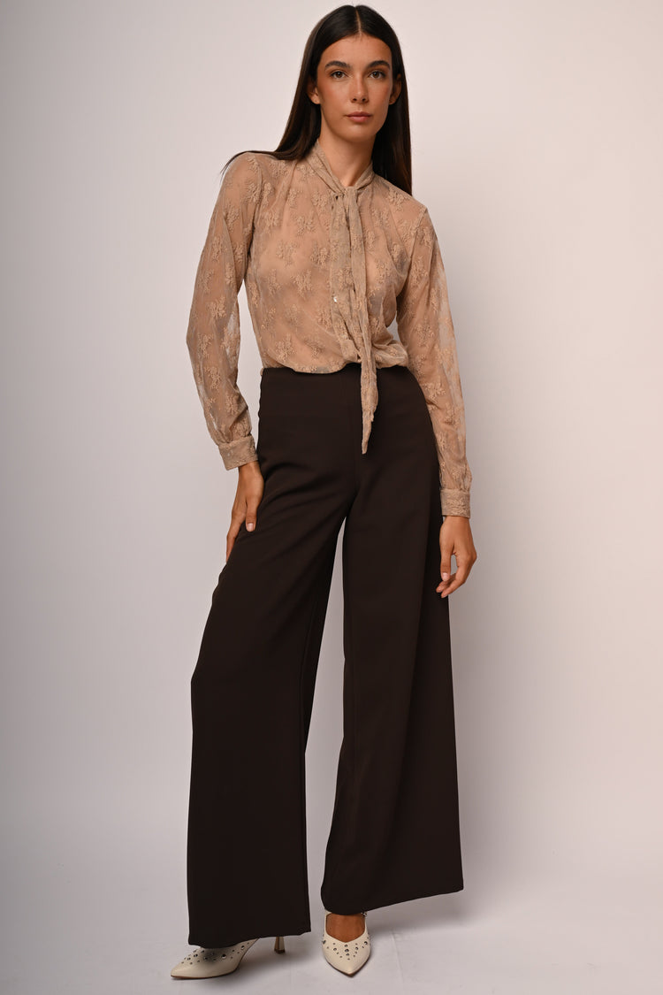 Pantaloni palazzo con zip