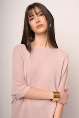 Pullover oversize in maglia lurex rosa
