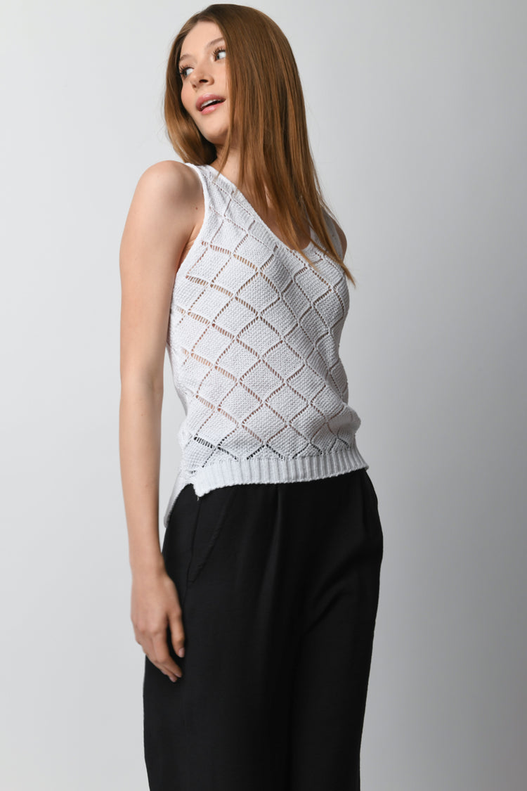 Maglia canotta traforata rombi