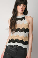 Top in maglia zig-zag