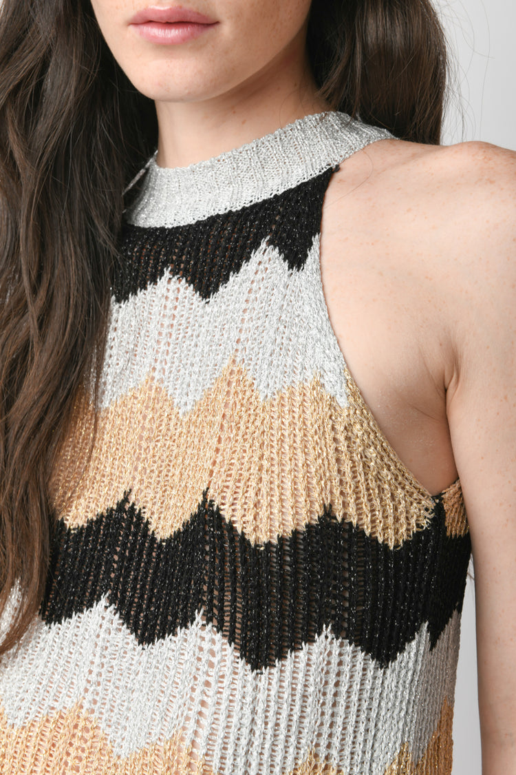 Top in maglia zig-zag