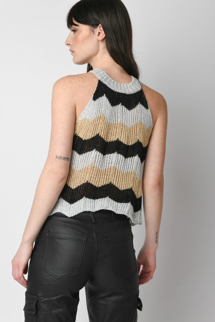 Top in maglia zig-zag