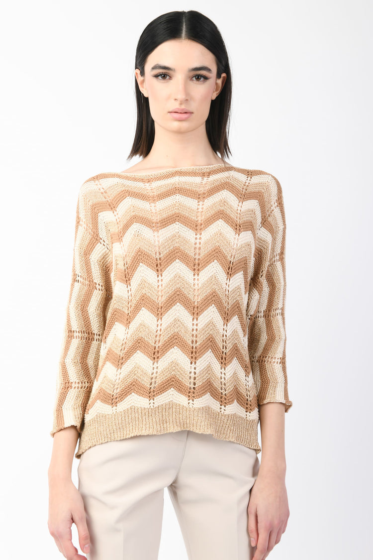 Pull in maglia lamé a zig-zag