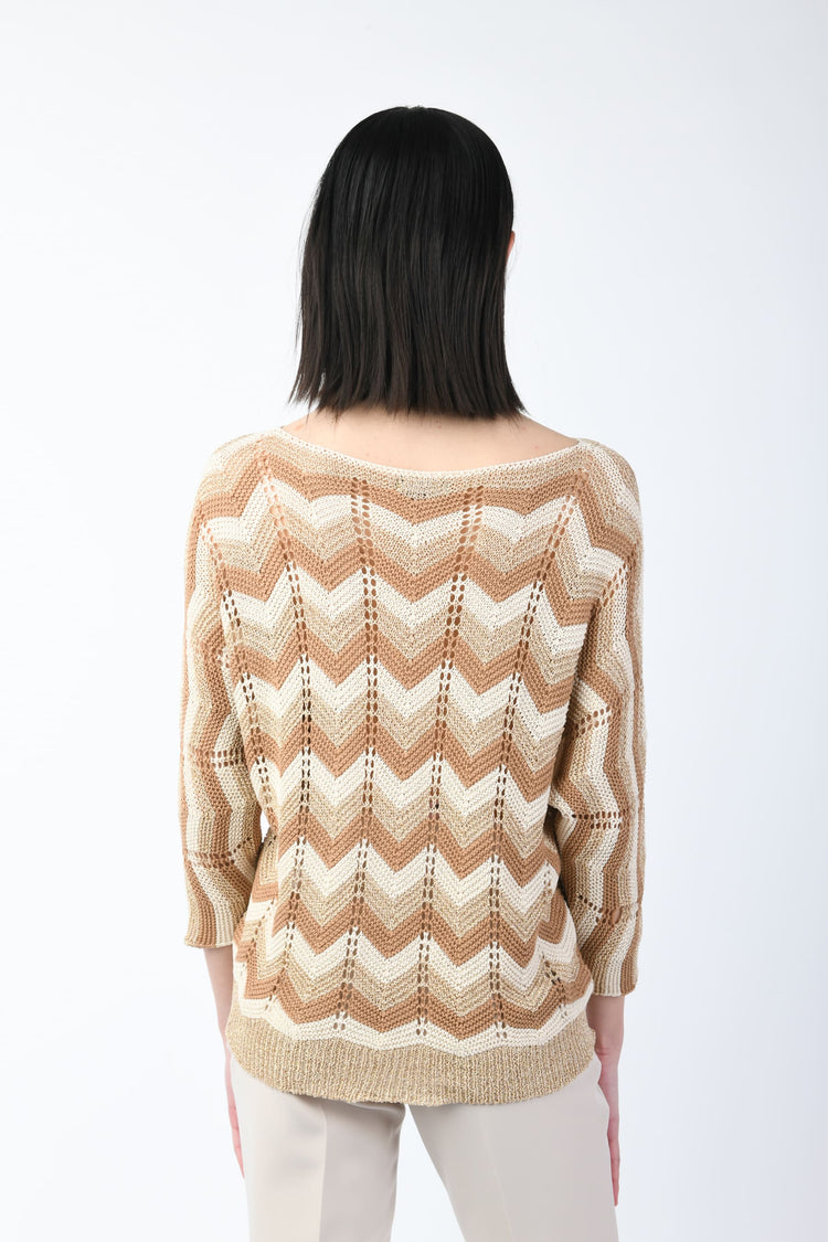 Pull in maglia lamé a zig-zag