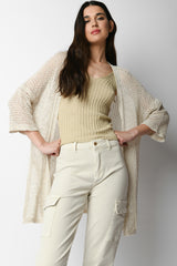 Cardigan lungo in lurex crochet
