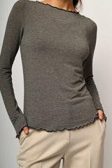 Top in modal e cashmere a righe