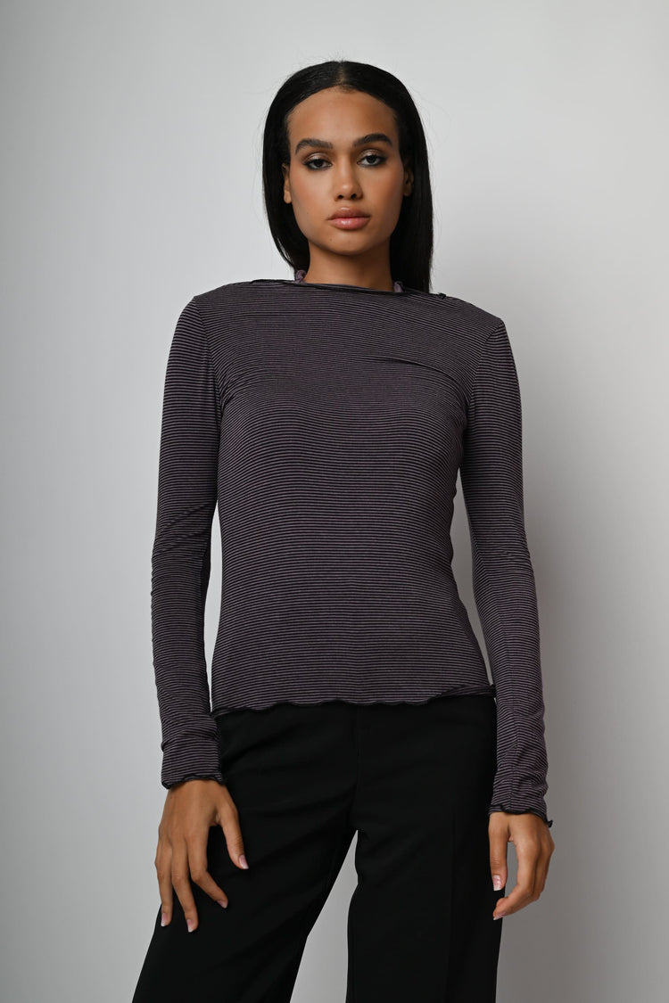 Top in modal e cashmere a righe