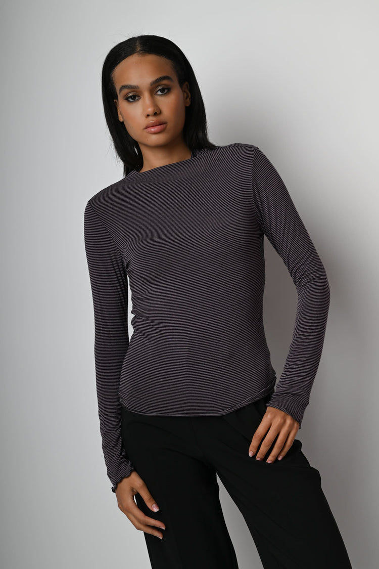 Top in modal e cashmere a righe