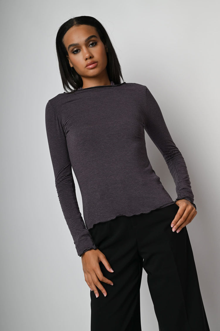 Top in modal e cashmere a righe