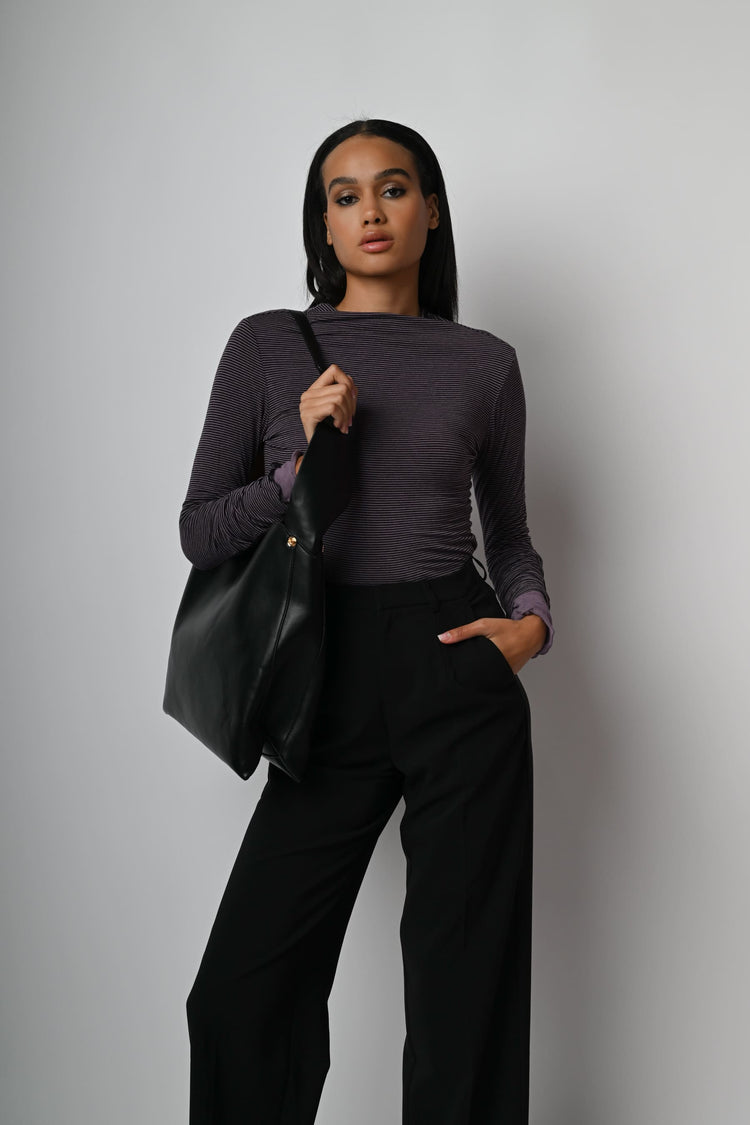 Top in modal e cashmere a righe