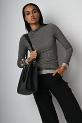 Top in modal e cashmere a righe