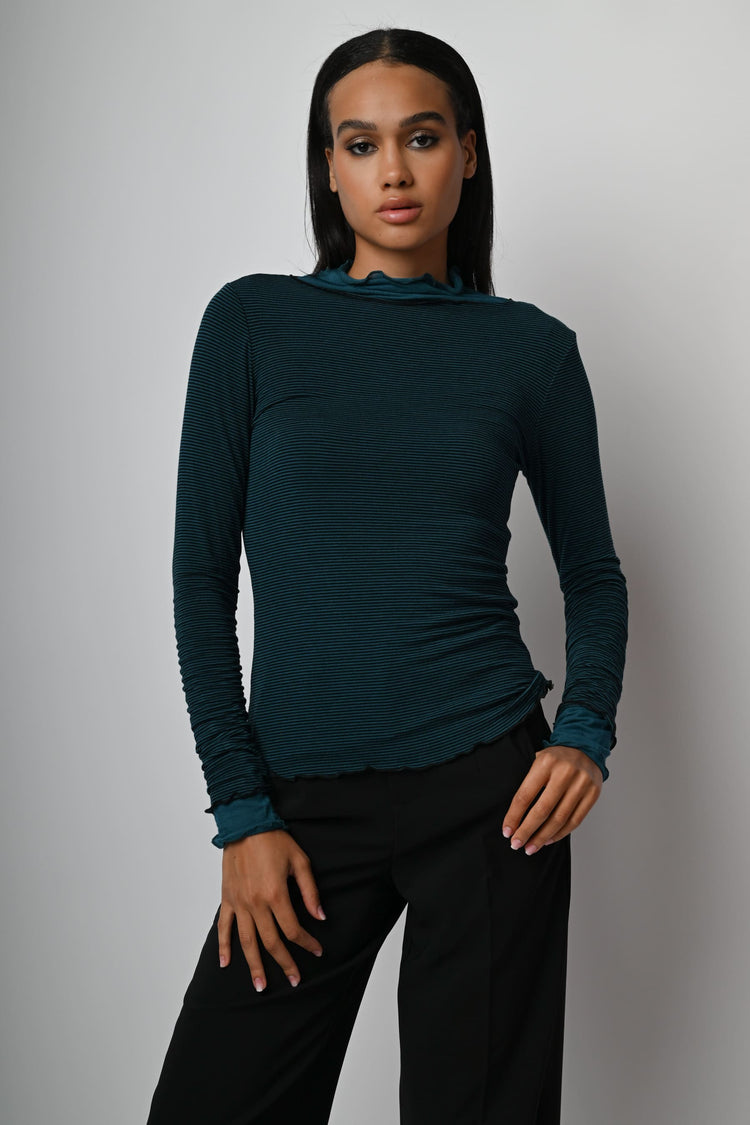 Top in modal e cashmere a righe