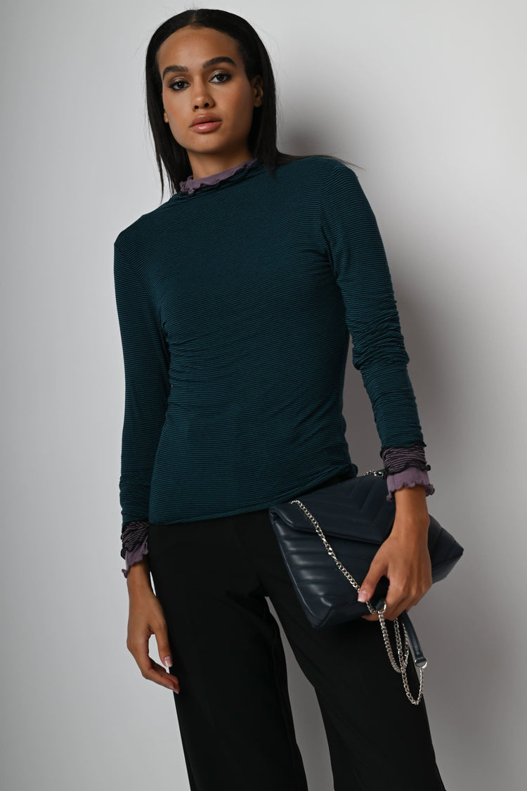 Top in modal e cashmere a righe