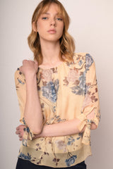 Blusa a stampa floreale giallo burro