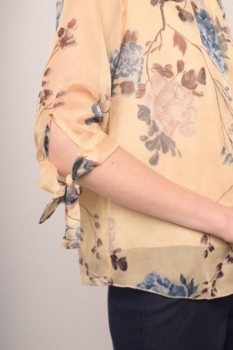 Blusa a stampa floreale giallo burro