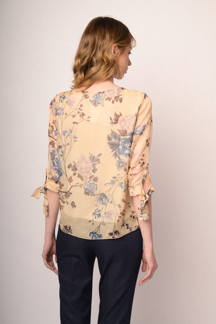 Blusa a stampa floreale giallo burro