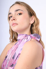 Top in georgette a stampa rose