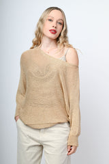 Pull asimmetrico in maglia lurex