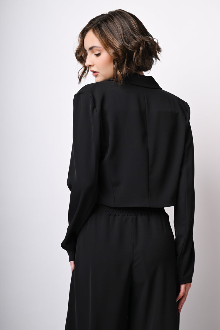 Blazer crop con laccetti