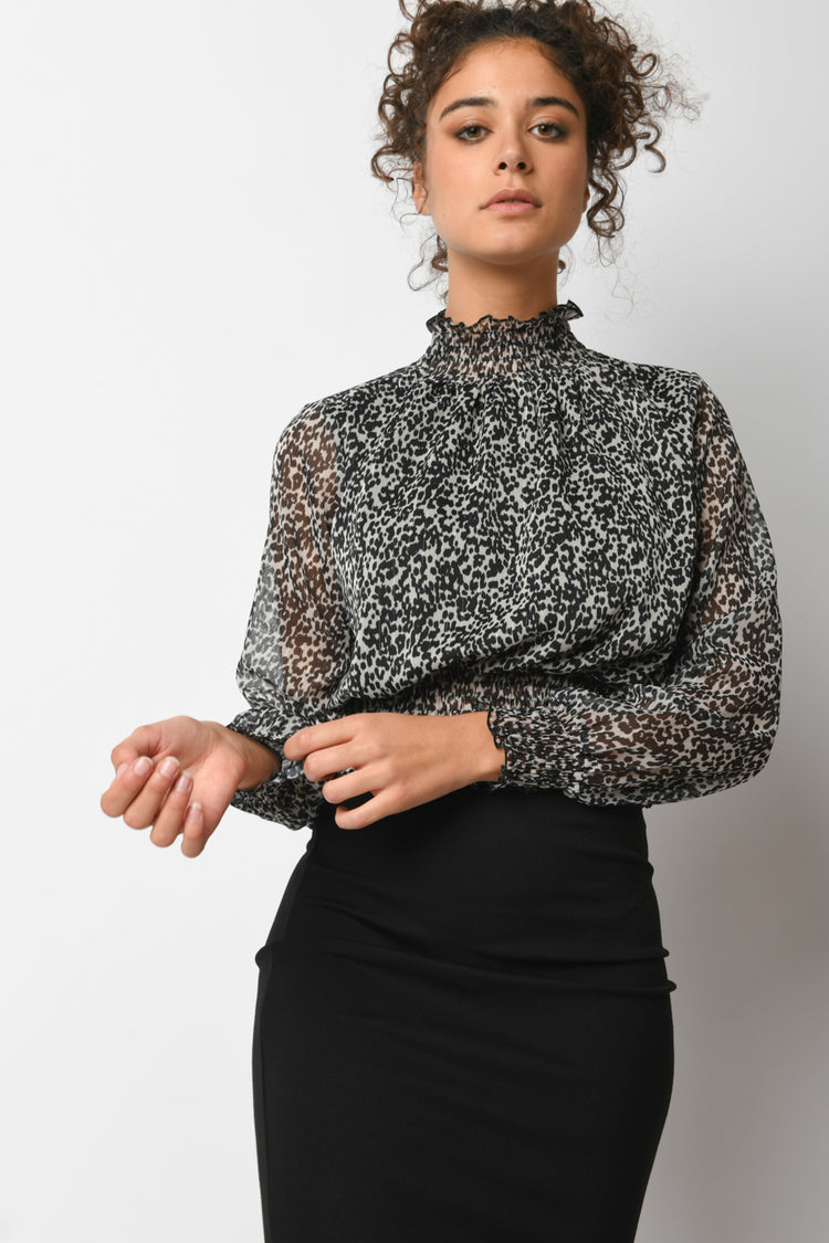 Blusa a stampa animalier