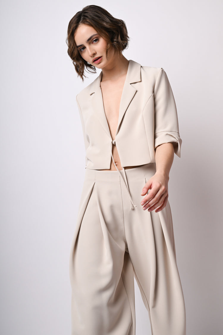 Blazer crop con laccetti