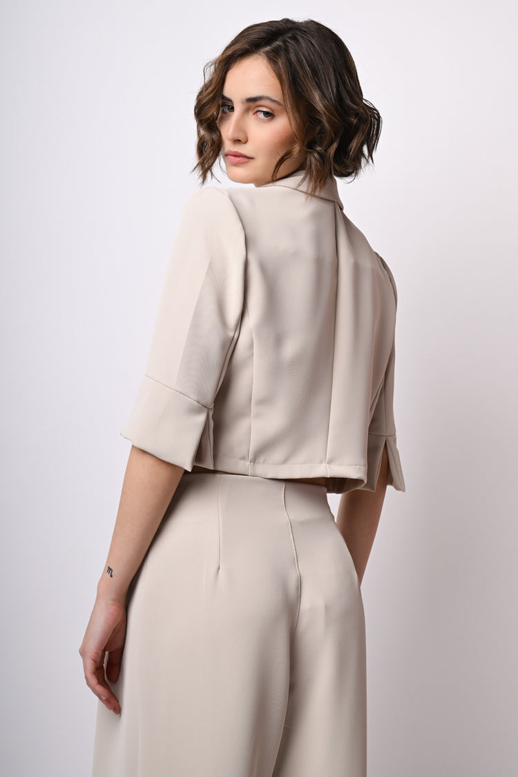 Blazer crop con laccetti