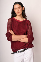 Maglia traforata bordeaux