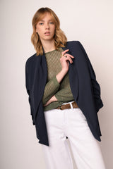 Pullover boxy-fit in maglia traforata verde oliva