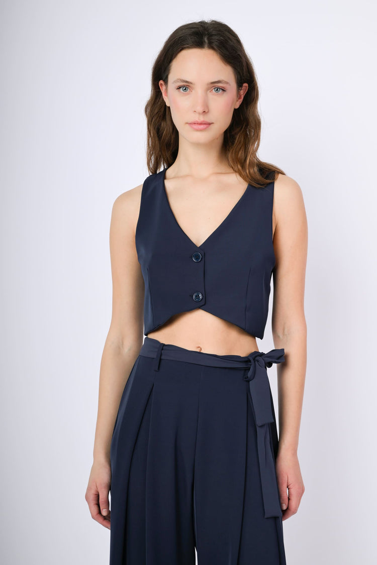 Gilet crop due bottoni fluido