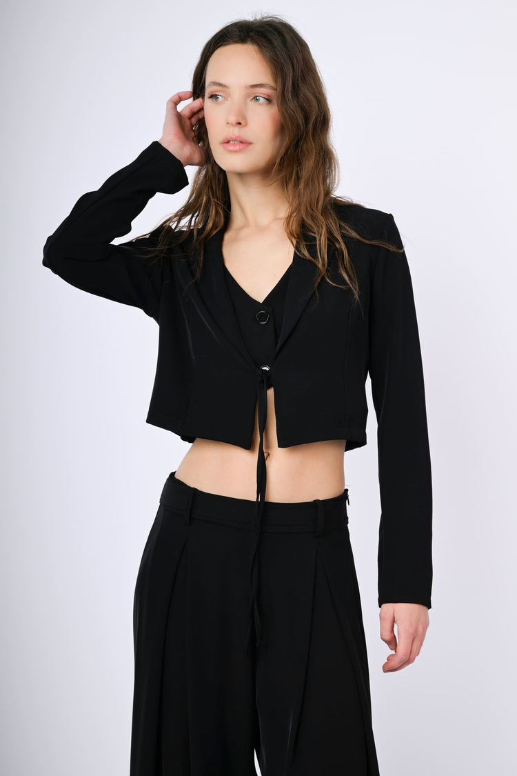 Blazer crop con nastrino