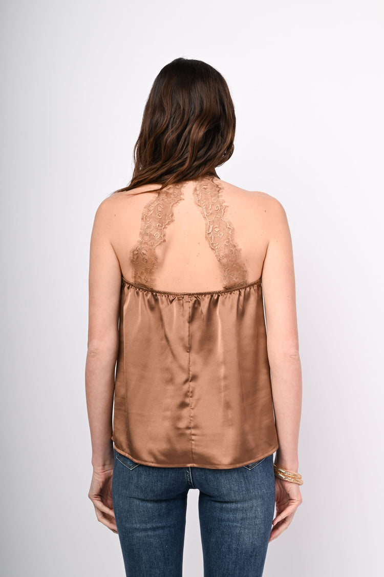 Top in raso e pizzo