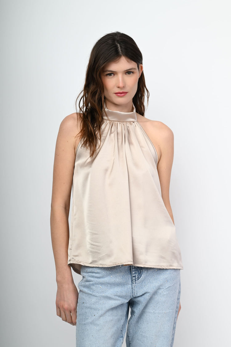 Top in raso e pizzo