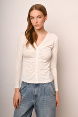 Top a maniche lunghe con bottoni