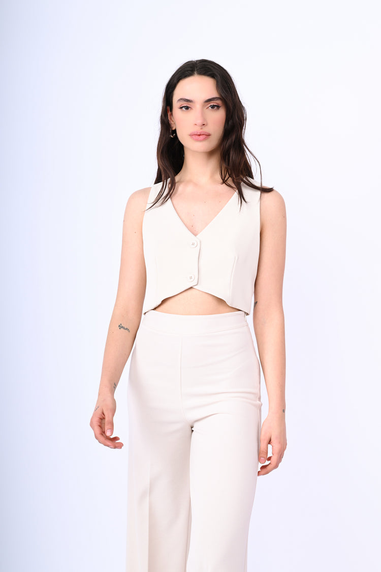 Gilet crop due bottoni fluido