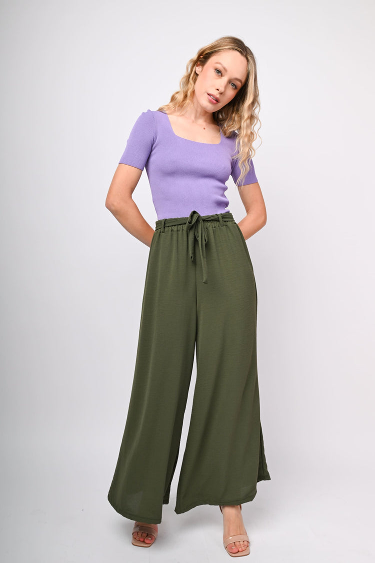 Pantaloni palazzo con cintura