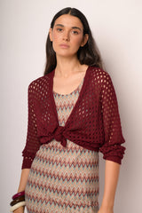 Cardigan traforato bordeaux