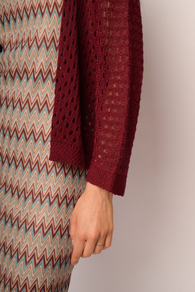 Cardigan traforato bordeaux