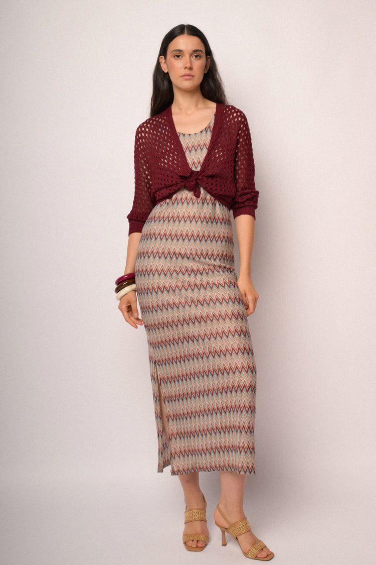 Cardigan traforato bordeaux