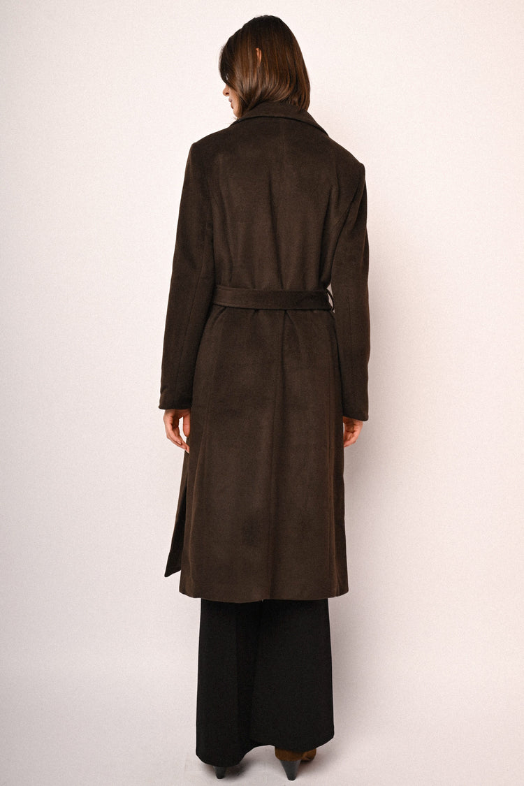 Cappotto lungo doppiopetto con cintura