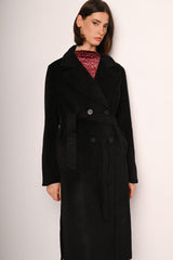 Cappotto lungo doppiopetto con cintura