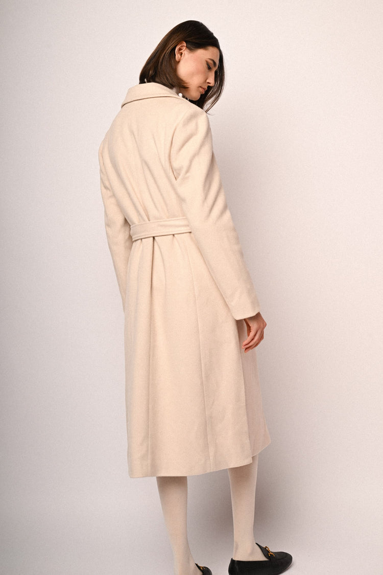 Cappotto lungo doppiopetto con cintura