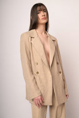 Blazer morbido doppiopetto beige
