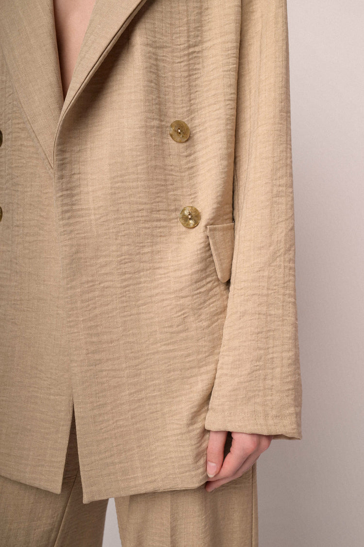 Blazer morbido doppiopetto beige