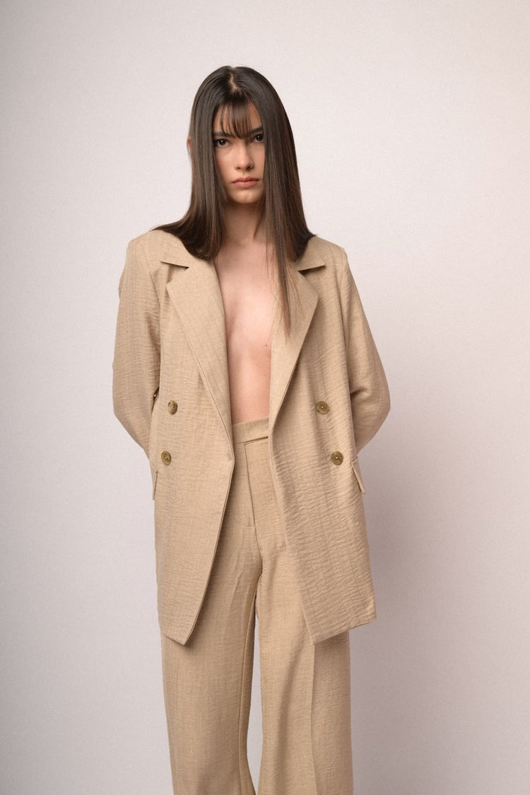 Blazer morbido doppiopetto beige