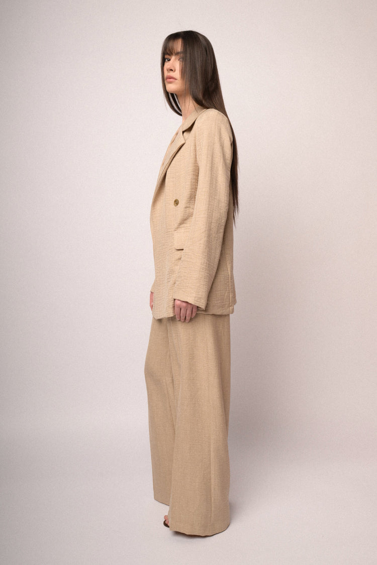 Blazer morbido doppiopetto beige
