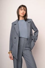 Blazer morbido doppiopetto blu denim