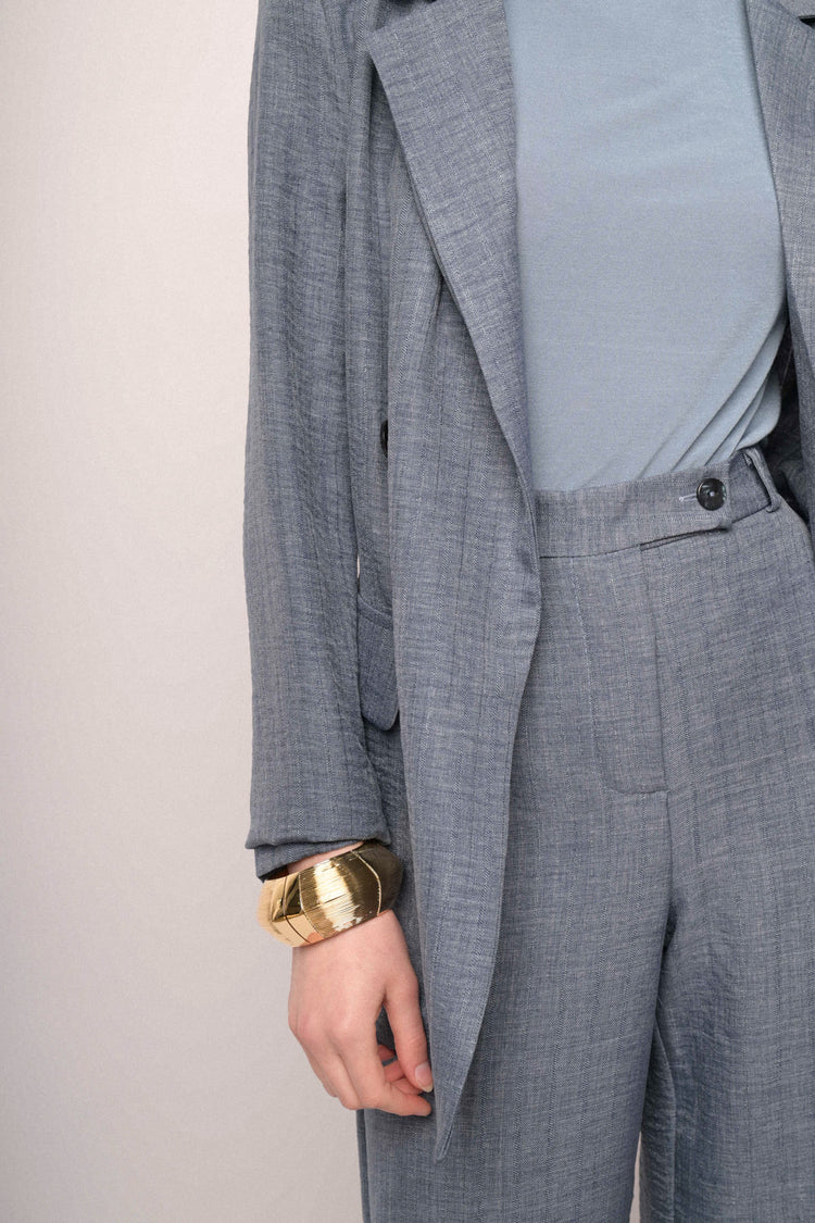 Blazer morbido doppiopetto blu denim