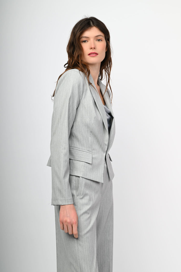 Giacca gessata lurex con gancio