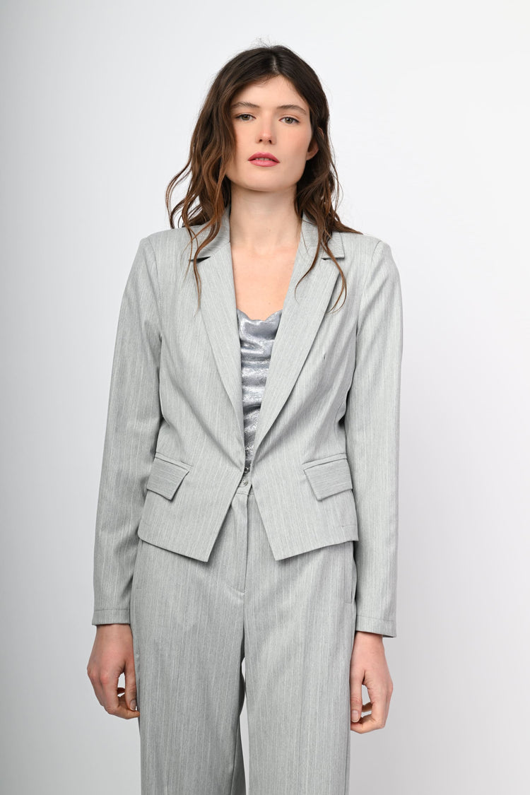 Giacca gessata lurex con gancio