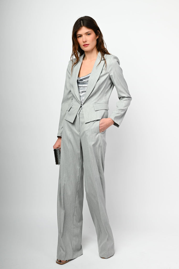 Giacca gessata lurex con gancio